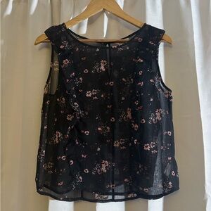 Sheer Black Floral Blouse